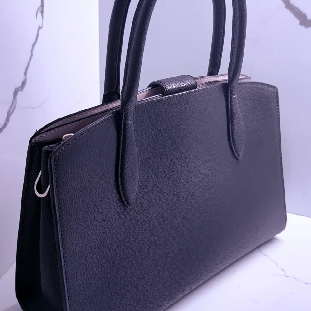 Kate Spade New York Medium Voyage Black Leather Top-Handle Satchel - Picture 3 of 6
